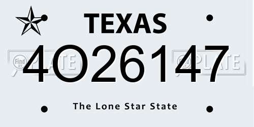 4O26147 Texas License Plate