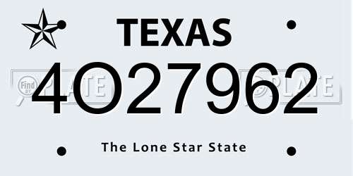4O27962 Texas License Plate