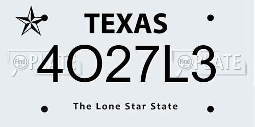 4O27L3 Texas License Plate