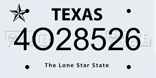 4O28526 Texas License Plate