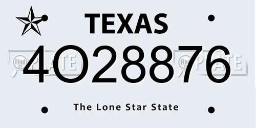 4O28876 Texas License Plate