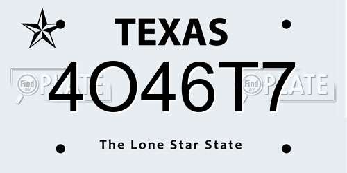 4O46T7 Texas License Plate