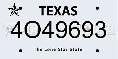 4O49693 Texas License Plate