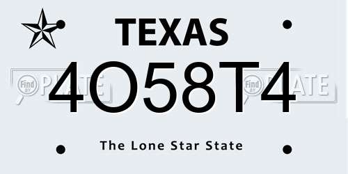 4O58T4 Texas License Plate
