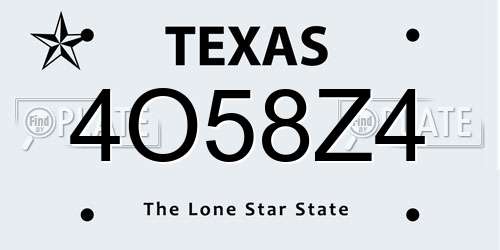 4O58Z4 Texas License Plate