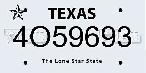 4O59693 Texas License Plate