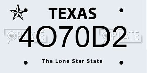 4O70D2 Texas License Plate