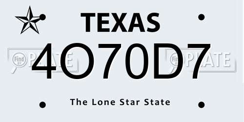 4O70D7 Texas License Plate