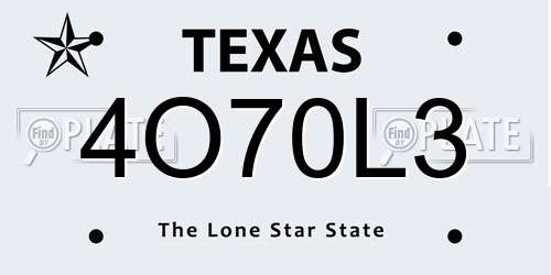 4O70L3 Texas License Plate