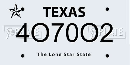 4O70O2 Texas License Plate