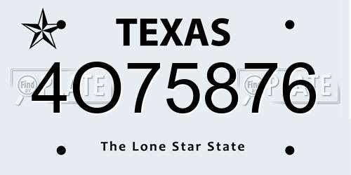 4O75876 Texas License Plate