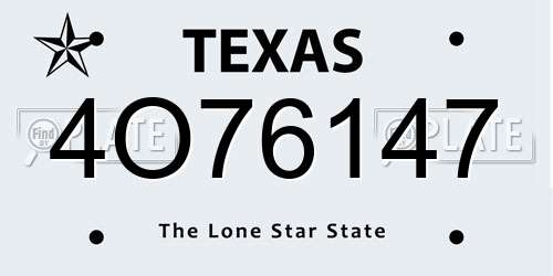 4O76147 Texas License Plate