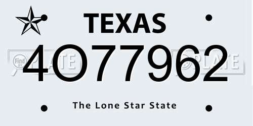 4O77962 Texas License Plate