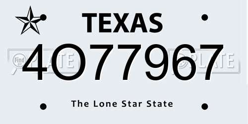 4O77967 Texas License Plate
