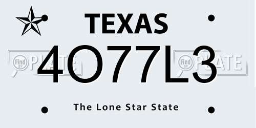 4O77L3 Texas License Plate