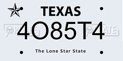 4O85T4 Texas License Plate
