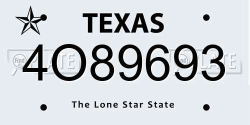 4O89693 Texas License Plate