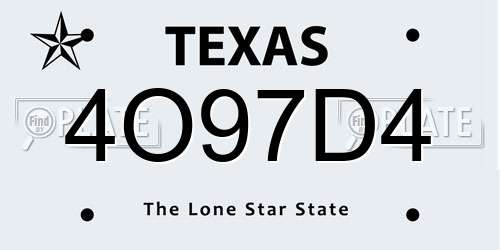 4O97D4 Texas License Plate