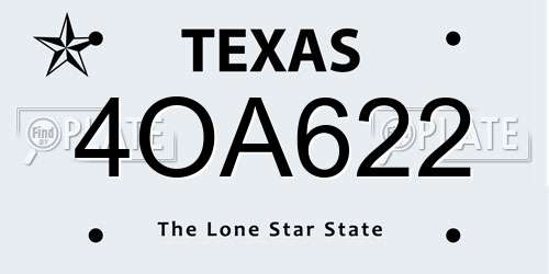 4OA622 Texas License Plate