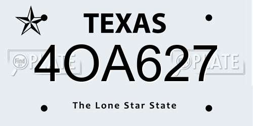 4OA627 Texas License Plate