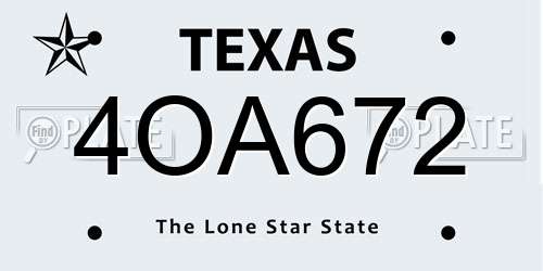 4OA672 Texas License Plate
