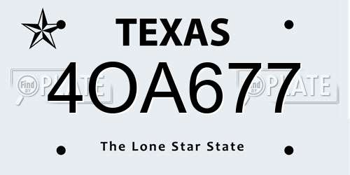 4OA677 Texas License Plate