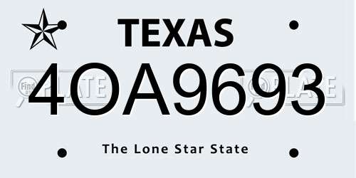 4OA9693 Texas License Plate