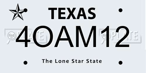 4OAM12 Texas License Plate