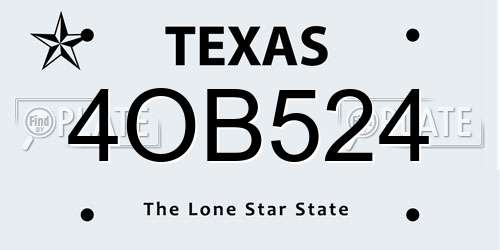 4OB524 Texas License Plate