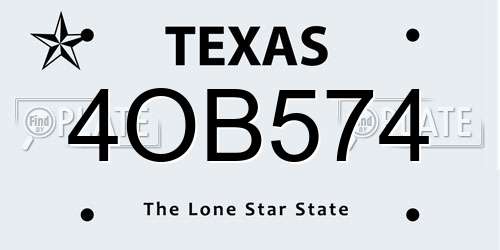 4OB574 Texas License Plate