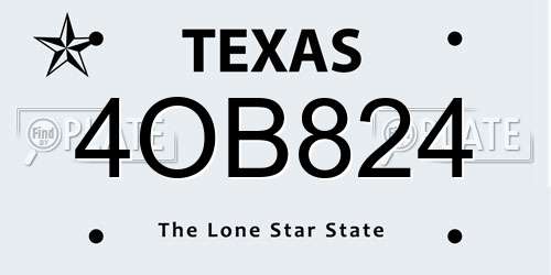 4OB824 Texas License Plate