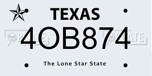 4OB874 Texas License Plate