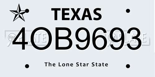 4OB9693 Texas License Plate