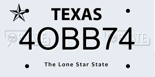 4OBB74 Texas License Plate