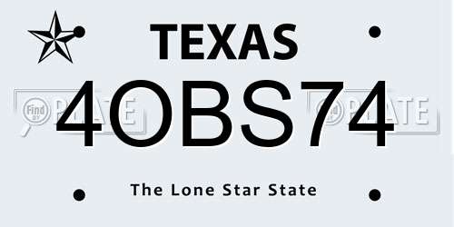 4OBS74 Texas License Plate