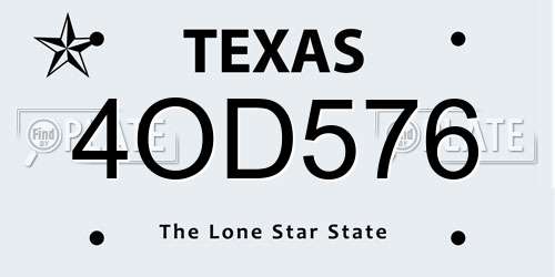 4OD576 Texas License Plate