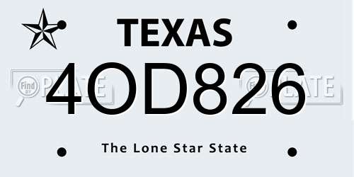 4OD826 Texas License Plate