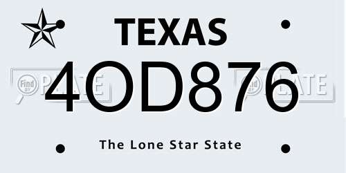 4OD876 Texas License Plate