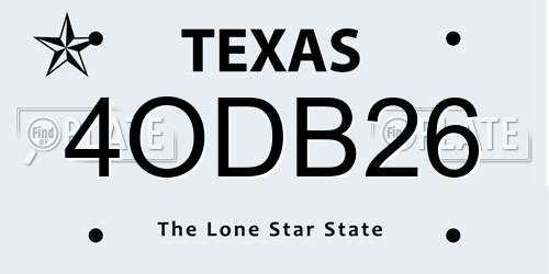 4ODB26 Texas License Plate