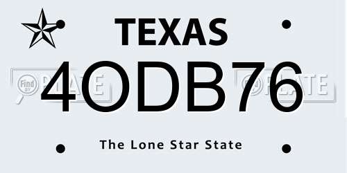 4ODB76 Texas License Plate