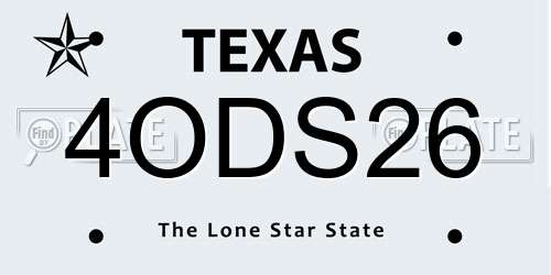 4ODS26 Texas License Plate