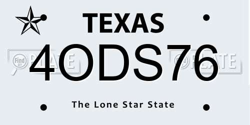 4ODS76 Texas License Plate