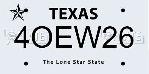 4OEW26 Texas License Plate