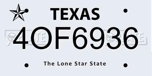 4OF6936 Texas License Plate