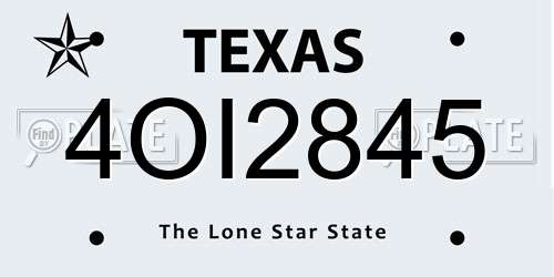 4OI2845 Texas License Plate