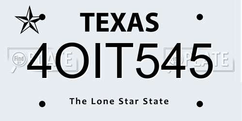 4OIT545 Texas License Plate