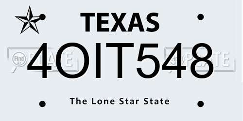 4OIT548 Texas License Plate