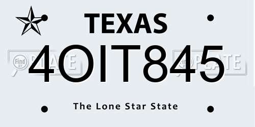 4OIT845 Texas License Plate
