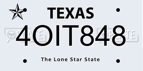 4OIT848 Texas License Plate