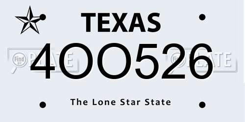 4OO526 Texas License Plate